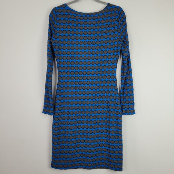 Plenty by Tracy Reese Blue Gray Geometric Stripe Stretch Sheath Dress M - Picture 6 of 6